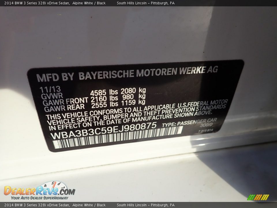 2014 BMW 3 Series 328i xDrive Sedan Alpine White / Black Photo #23