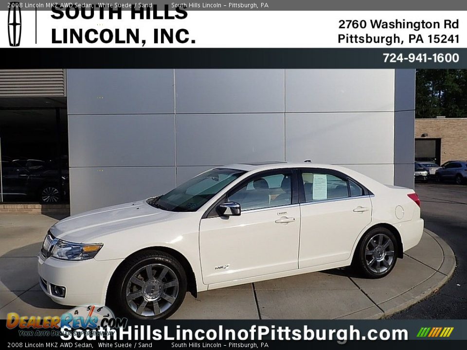 2008 Lincoln MKZ AWD Sedan White Suede / Sand Photo #1