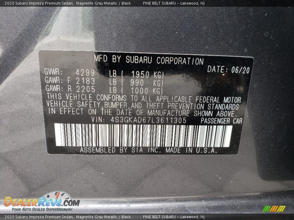 2020 Subaru Impreza Premium Sedan Magnetite Gray Metallic / Black Photo #14