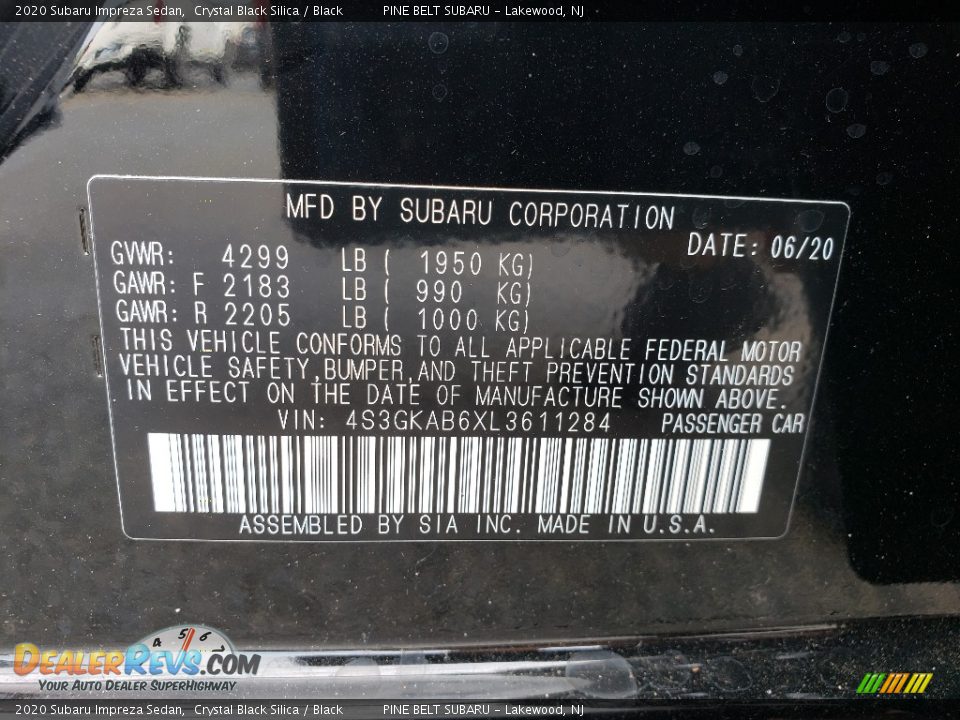2020 Subaru Impreza Sedan Crystal Black Silica / Black Photo #14