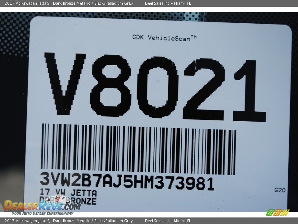 2017 Volkswagen Jetta S Dark Bronze Metallic / Black/Palladium Gray Photo #20