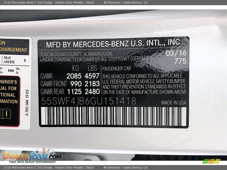 2016 Mercedes-Benz C 300 Sedan Iridium Silver Metallic / Black Photo #24