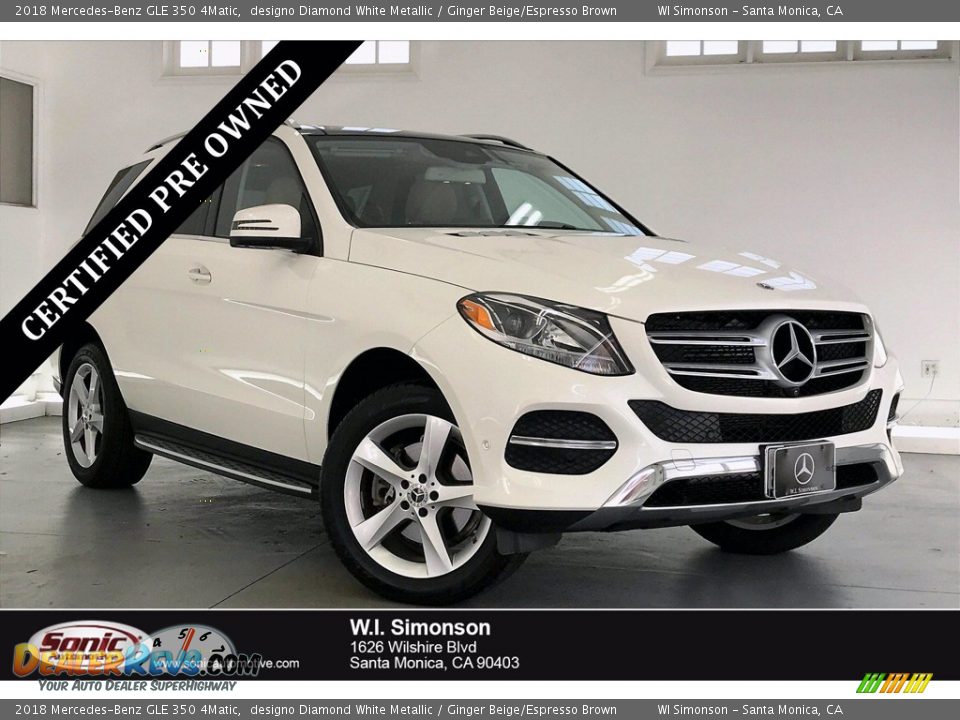 2018 Mercedes-Benz GLE 350 4Matic designo Diamond White Metallic / Ginger Beige/Espresso Brown Photo #1