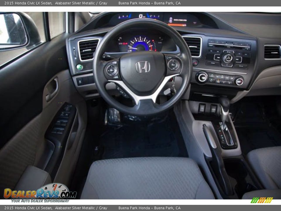 2015 Honda Civic LX Sedan Alabaster Silver Metallic / Gray Photo #5