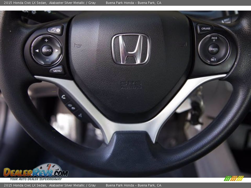 2015 Honda Civic LX Sedan Alabaster Silver Metallic / Gray Photo #12