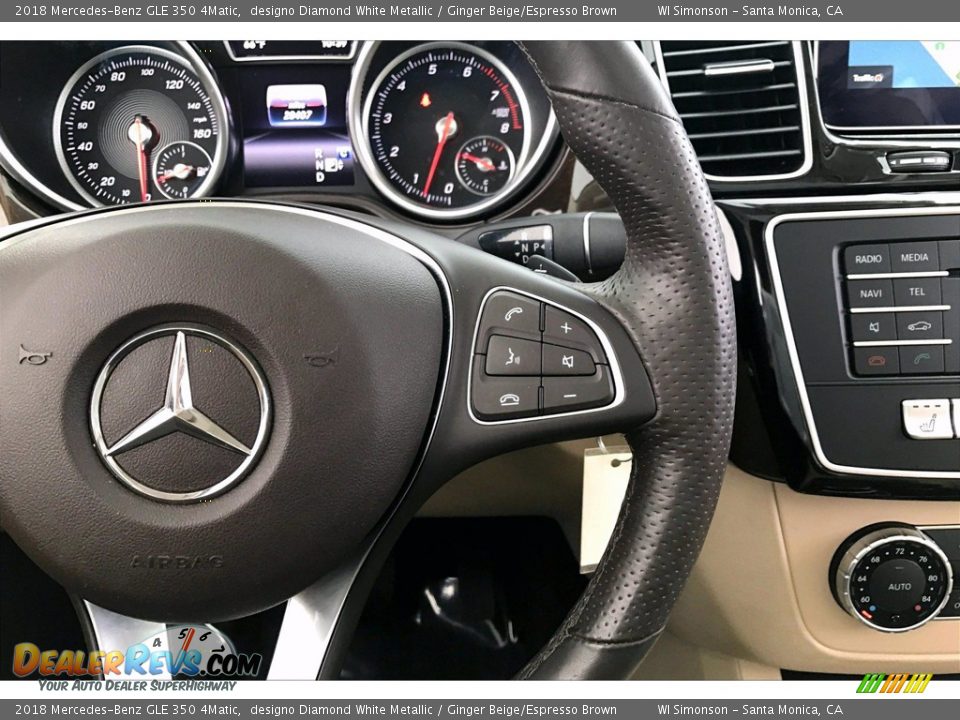 2018 Mercedes-Benz GLE 350 4Matic designo Diamond White Metallic / Ginger Beige/Espresso Brown Photo #19