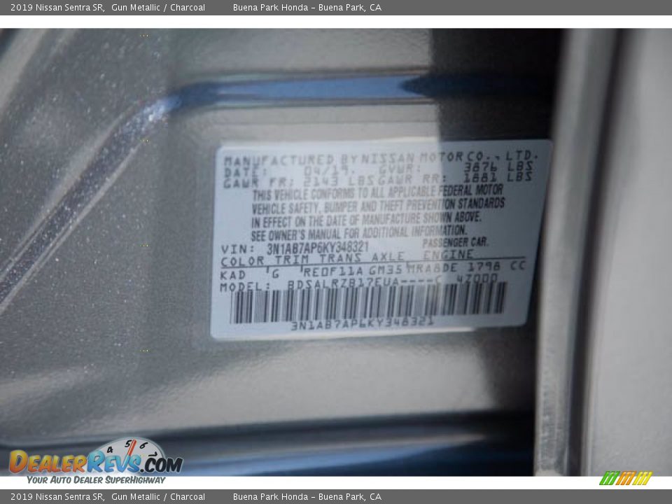 2019 Nissan Sentra SR Gun Metallic / Charcoal Photo #36