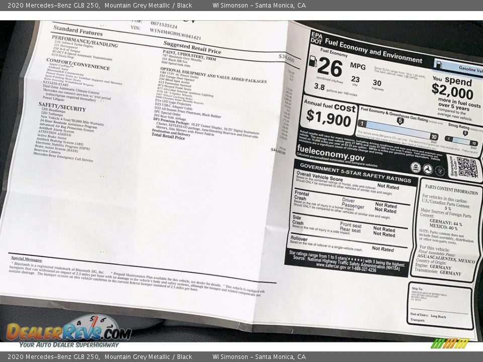 2020 Mercedes-Benz GLB 250 Mountain Grey Metallic / Black Photo #10