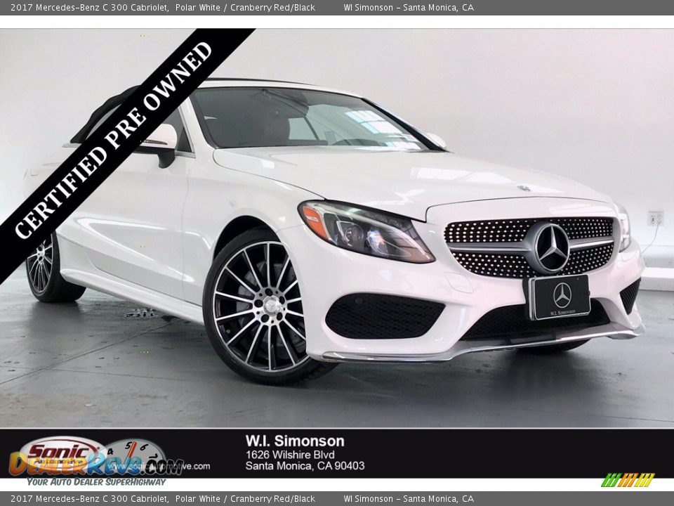 2017 Mercedes-Benz C 300 Cabriolet Polar White / Cranberry Red/Black Photo #1