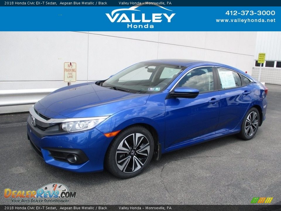 2018 Honda Civic EX-T Sedan Aegean Blue Metallic / Black Photo #1