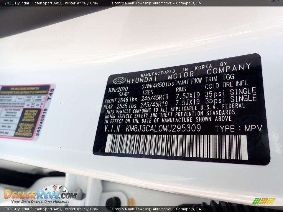 2021 Hyundai Tucson Sport AWD Winter White / Gray Photo #11