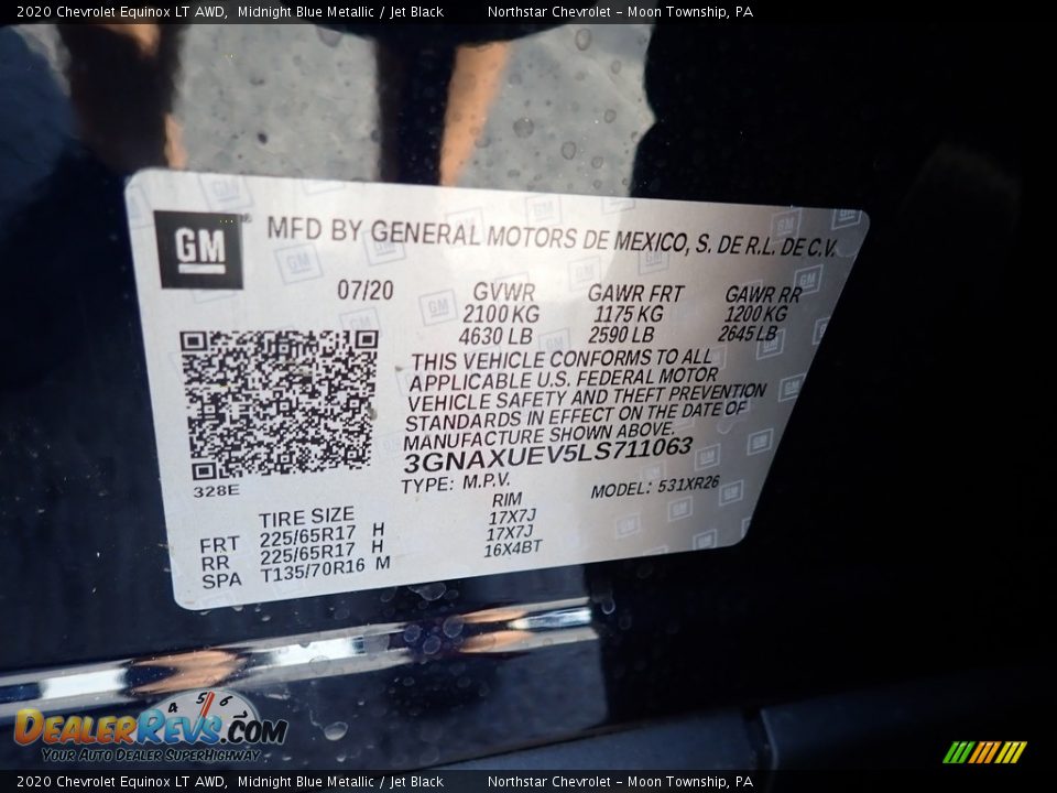 2020 Chevrolet Equinox LT AWD Midnight Blue Metallic / Jet Black Photo #16