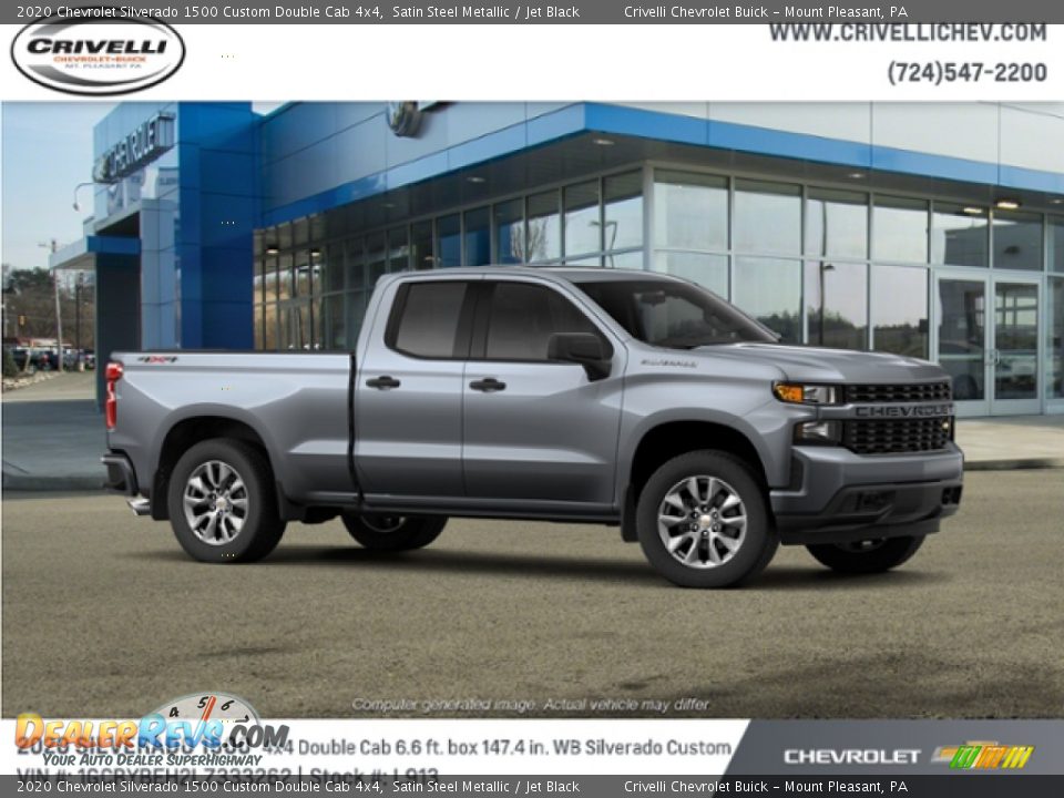 2020 Chevrolet Silverado 1500 Custom Double Cab 4x4 Satin Steel Metallic / Jet Black Photo #4