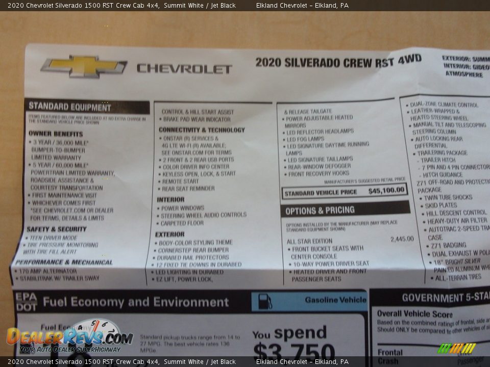2020 Chevrolet Silverado 1500 RST Crew Cab 4x4 Summit White / Jet Black Photo #33