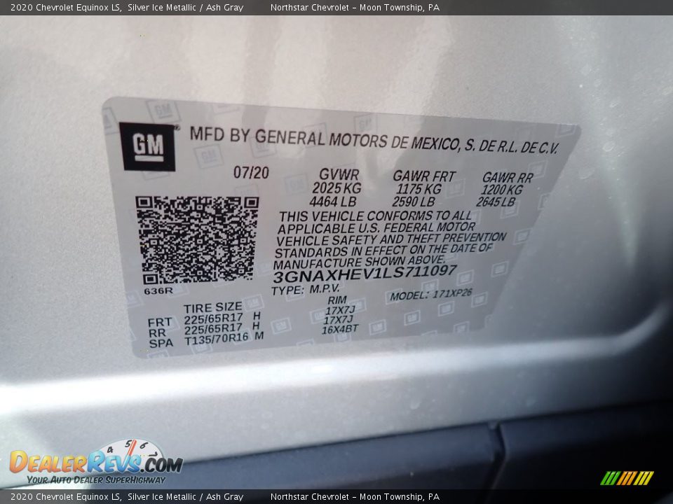 2020 Chevrolet Equinox LS Silver Ice Metallic / Ash Gray Photo #15