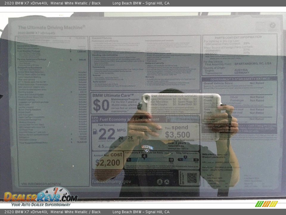 2020 BMW X7 xDrive40i Mineral White Metallic / Black Photo #17