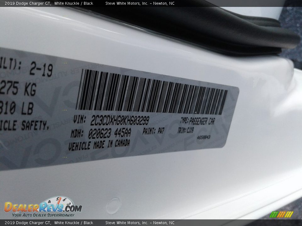 2019 Dodge Charger GT White Knuckle / Black Photo #31