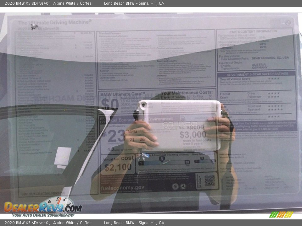 2020 BMW X5 sDrive40i Alpine White / Coffee Photo #17