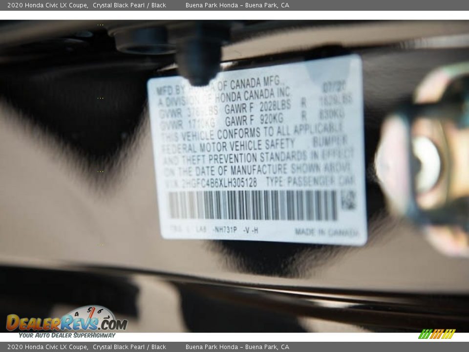 2020 Honda Civic LX Coupe Crystal Black Pearl / Black Photo #34