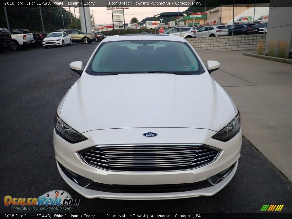 White Platinum 2018 Ford Fusion SE AWD Photo #8