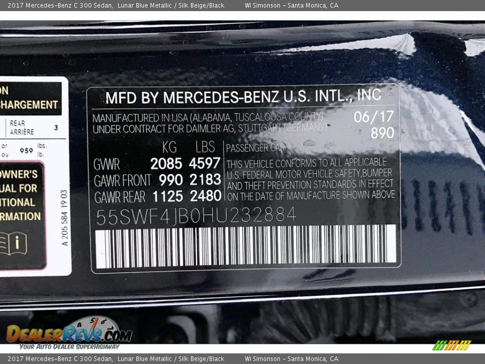 2017 Mercedes-Benz C 300 Sedan Lunar Blue Metallic / Silk Beige/Black Photo #24