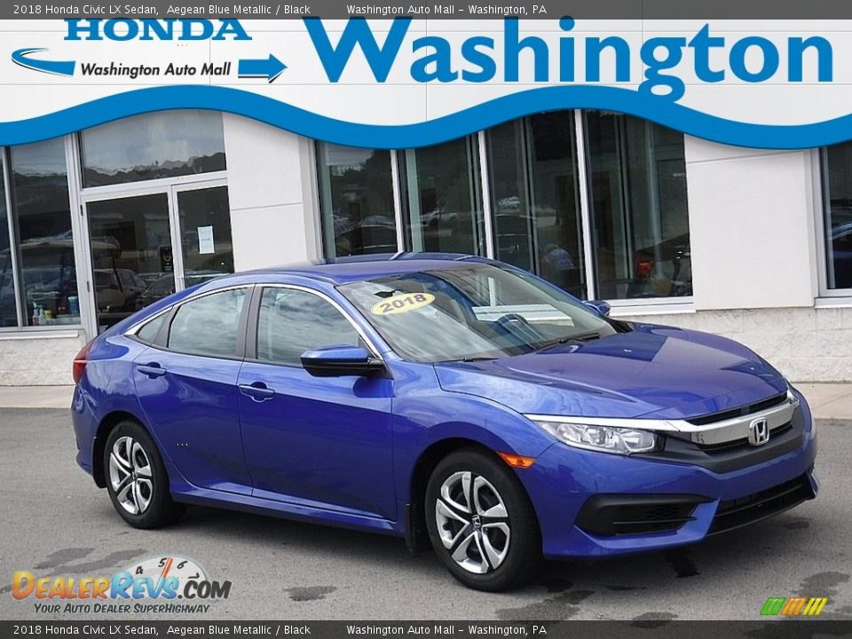 2018 Honda Civic LX Sedan Aegean Blue Metallic / Black Photo #1