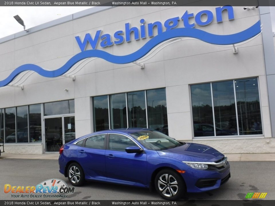 2018 Honda Civic LX Sedan Aegean Blue Metallic / Black Photo #2