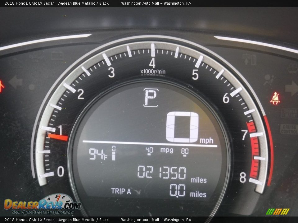 2018 Honda Civic LX Sedan Aegean Blue Metallic / Black Photo #25