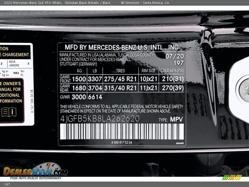 Mercedes-Benz Color Code 197 Obsidian Black Metallic