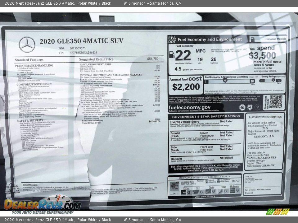 2020 Mercedes-Benz GLE 350 4Matic Polar White / Black Photo #10