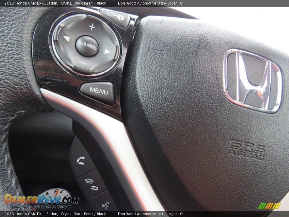 2013 Honda Civic EX-L Sedan Crystal Black Pearl / Black Photo #25