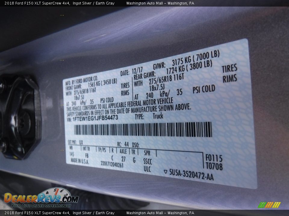 2018 Ford F150 XLT SuperCrew 4x4 Ingot Silver / Earth Gray Photo #29