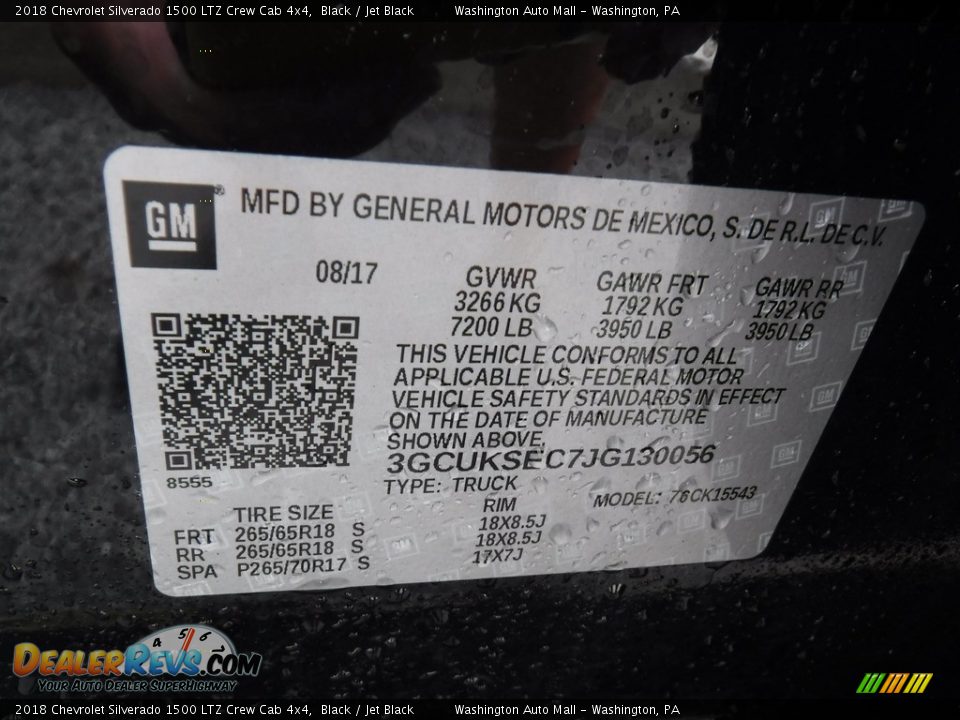 2018 Chevrolet Silverado 1500 LTZ Crew Cab 4x4 Black / Jet Black Photo #31