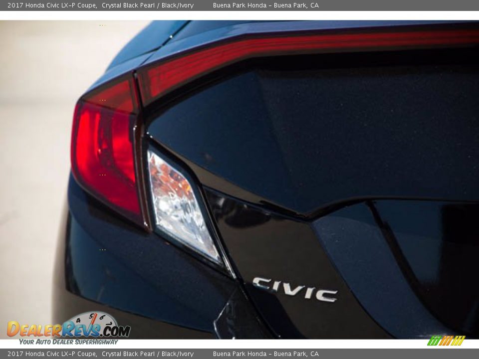 2017 Honda Civic LX-P Coupe Crystal Black Pearl / Black/Ivory Photo #12