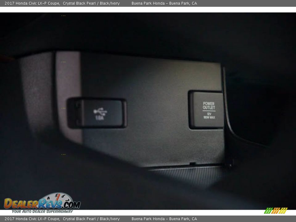 2017 Honda Civic LX-P Coupe Crystal Black Pearl / Black/Ivory Photo #19
