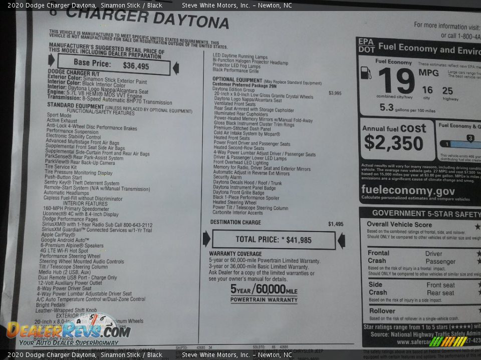 2020 Dodge Charger Daytona Sinamon Stick / Black Photo #28
