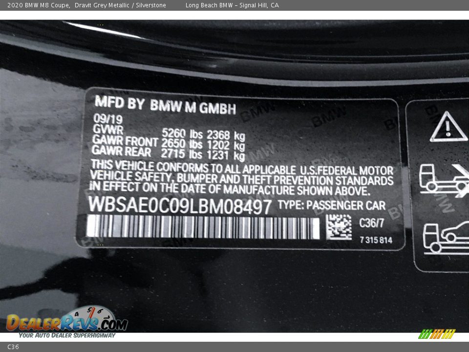 BMW Color Code C36 Dravit Grey Metallic