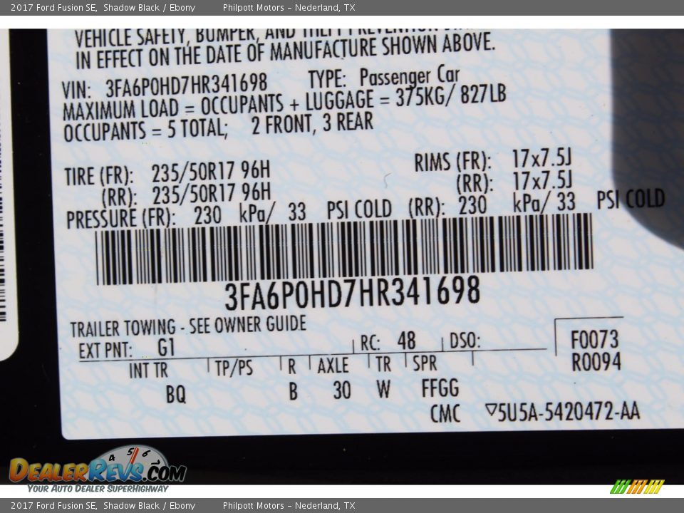 2017 Ford Fusion SE Shadow Black / Ebony Photo #27