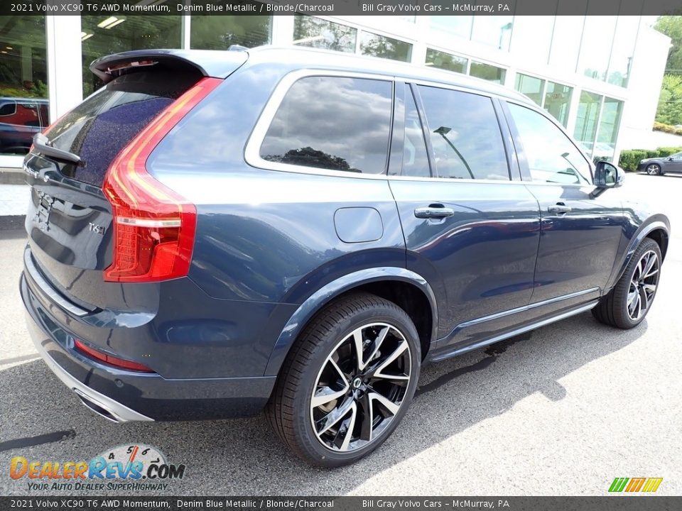 2021 Volvo XC90 T6 AWD Momentum Denim Blue Metallic / Blonde/Charcoal Photo #2