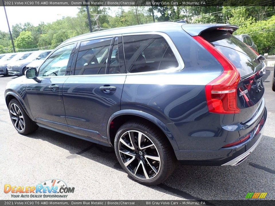 2021 Volvo XC90 T6 AWD Momentum Denim Blue Metallic / Blonde/Charcoal Photo #4