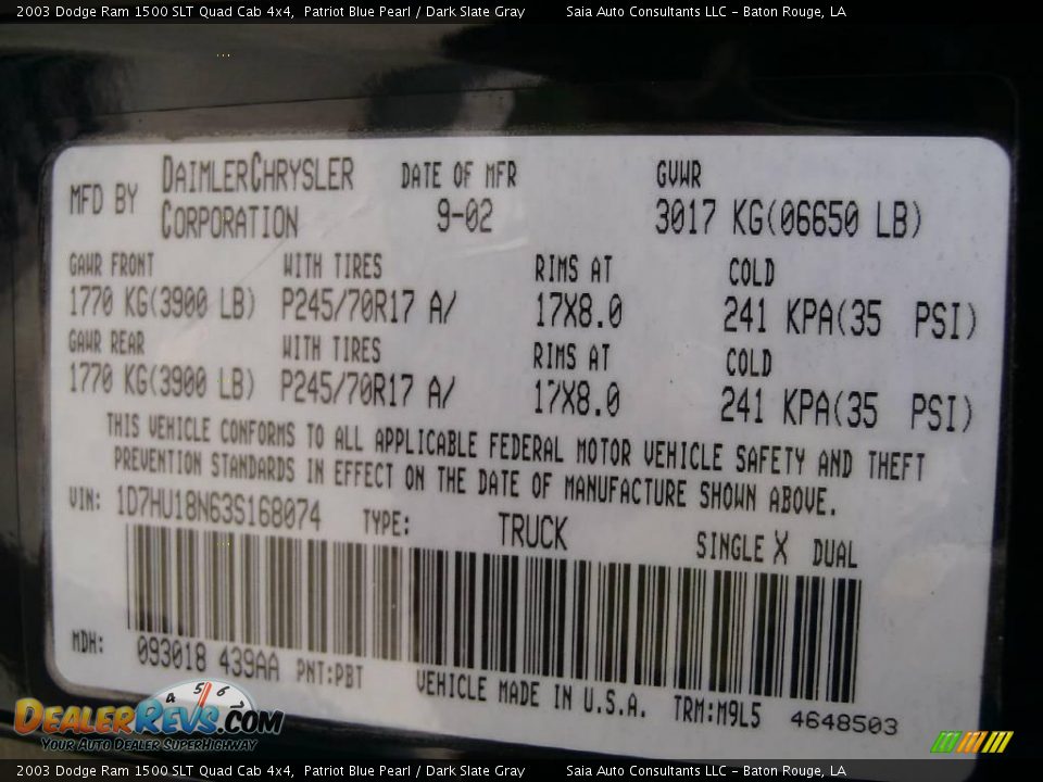 2003 Dodge Ram 1500 SLT Quad Cab 4x4 Patriot Blue Pearl / Dark Slate Gray Photo #12