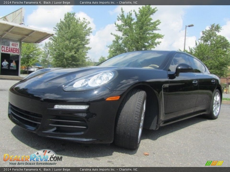 2014 Porsche Panamera 4 Black / Luxor Beige Photo #6