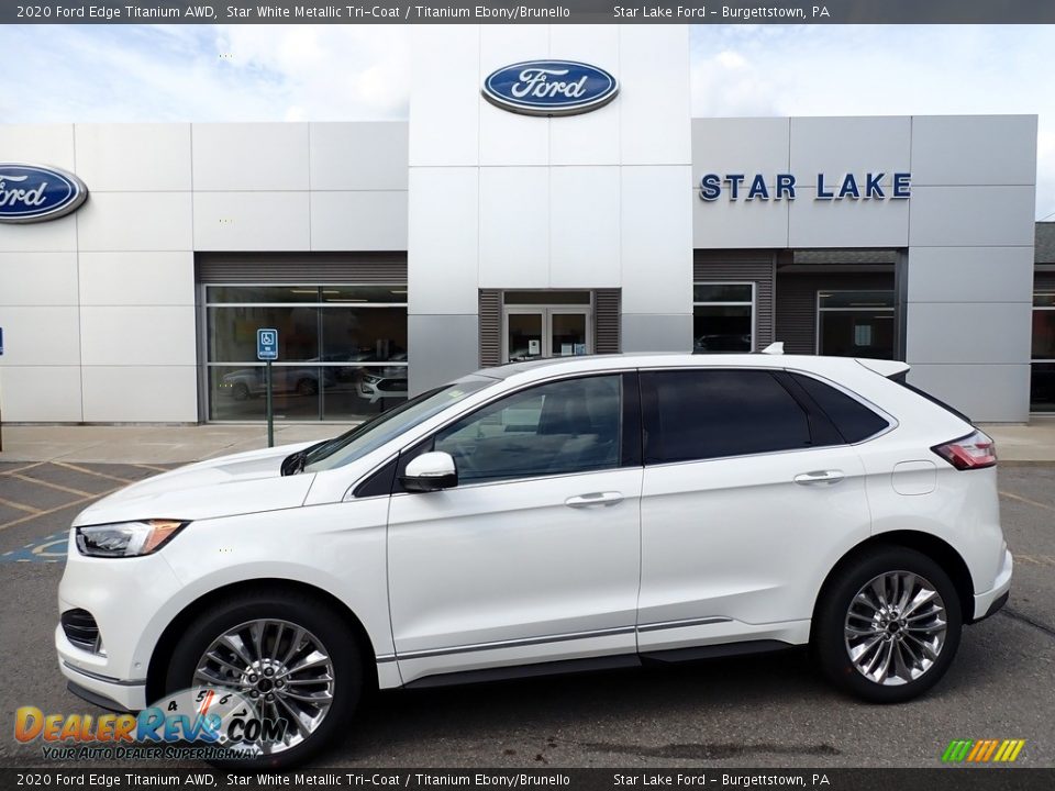 2020 Ford Edge Titanium AWD Star White Metallic Tri-Coat / Titanium Ebony/Brunello Photo #1