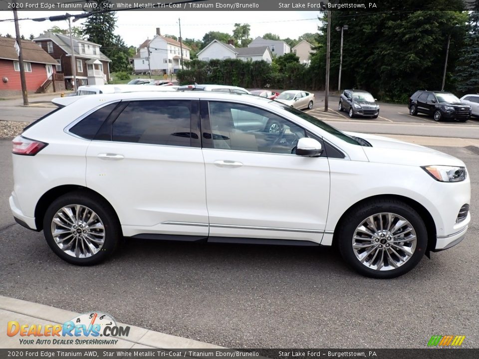 2020 Ford Edge Titanium AWD Star White Metallic Tri-Coat / Titanium Ebony/Brunello Photo #7