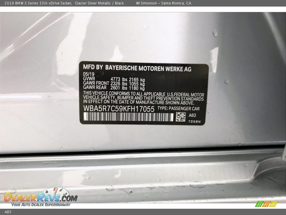 BMW Color Code A83 Glacier Silver Metallic