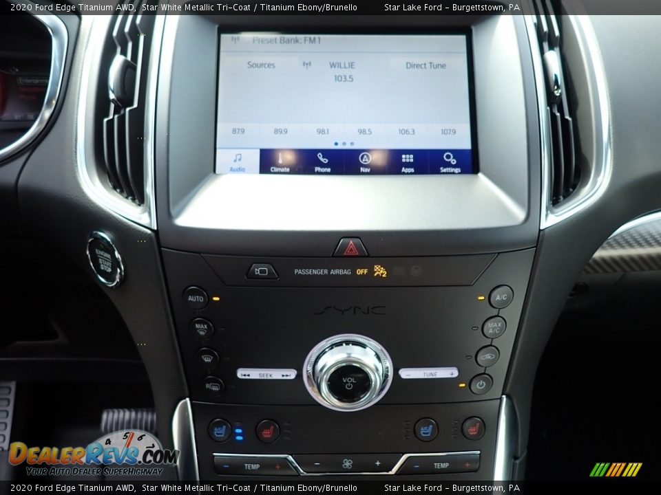 2020 Ford Edge Titanium AWD Star White Metallic Tri-Coat / Titanium Ebony/Brunello Photo #20