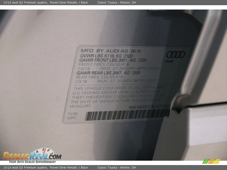 2019 Audi Q3 Premium quattro Florett Silver Metallic / Black Photo #31