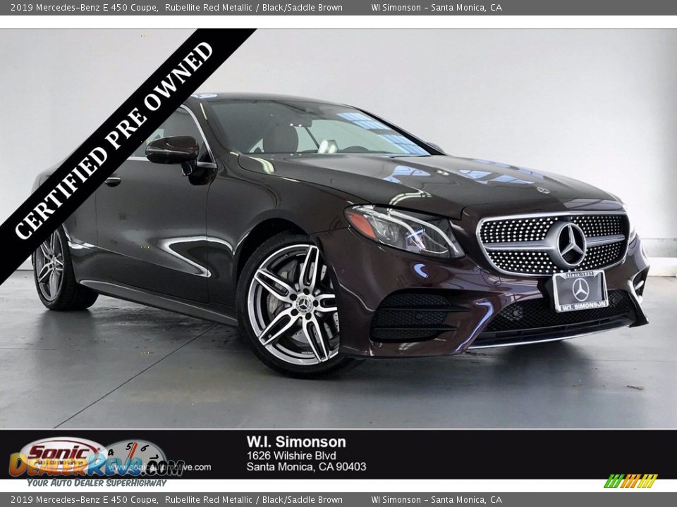 2019 Mercedes-Benz E 450 Coupe Rubellite Red Metallic / Black/Saddle Brown Photo #1