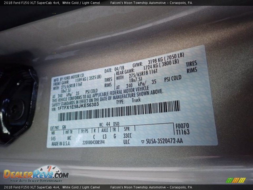 2018 Ford F150 XLT SuperCab 4x4 White Gold / Light Camel Photo #23