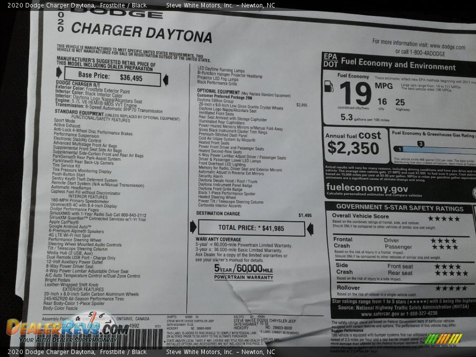 2020 Dodge Charger Daytona Window Sticker Photo #28